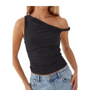 Women Off Shoulder Tops Sleeveless Shirts Y2K Going Out Crop S